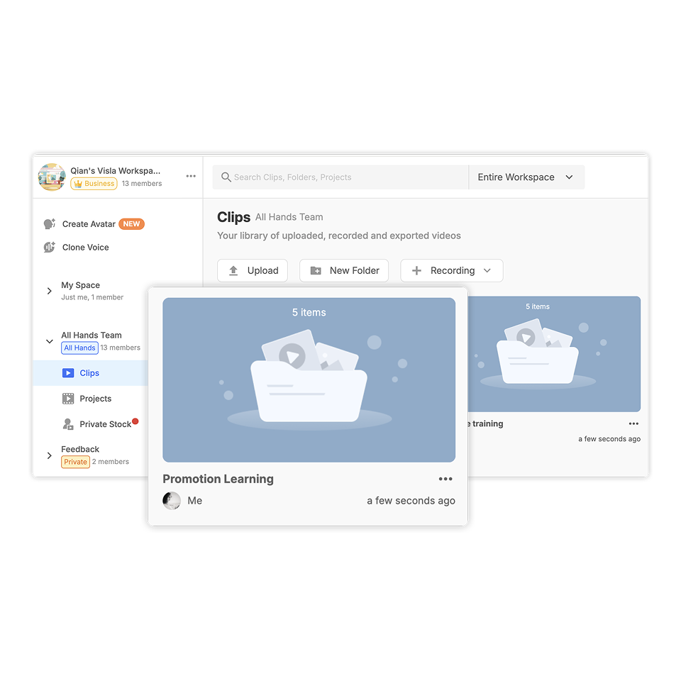 Step 6 — Create folders by department, topic, or audience to structure your library